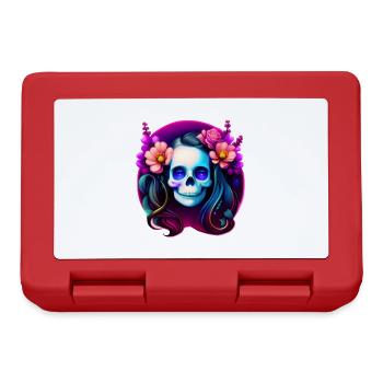 Skull Boho Multicolor Frauen Schädel mit Blumen - Brotdose - Rot - Vorne