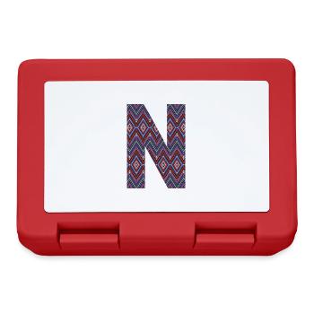 Monogramm Buchstabe N - geometrisches Muster - Brotdose - Rot - Vorne