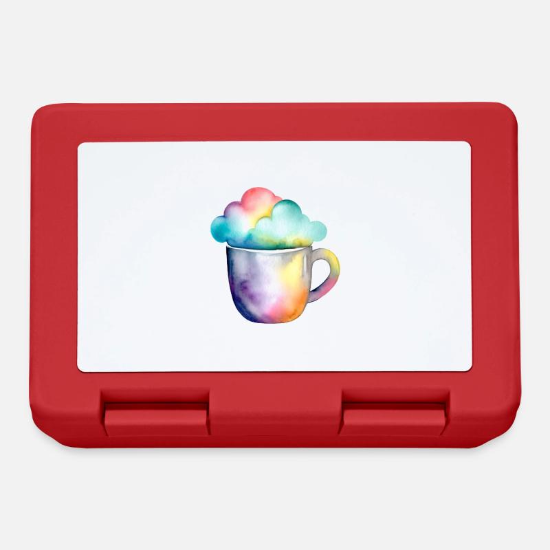 Regenbogenkaffee mit Wolke - Brotdose - Rot