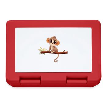Äffchen, Katta, Meerkatze, Cartoon - Brotdose - Rot - Vorne