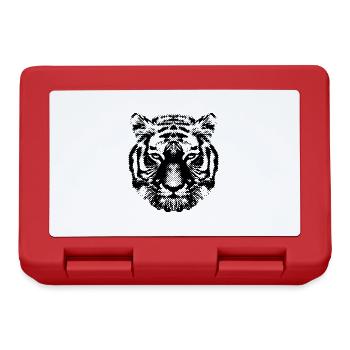 Tiger | Dot Art | black - Brotdose - Rot - Vorne