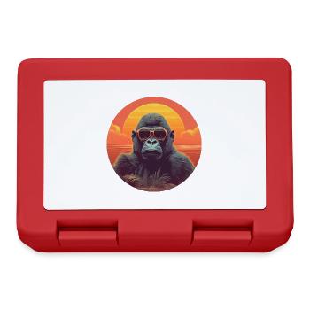 Gorille cool au coucher du soleil: conception de singe détendue - Boîte à goûter - rouge - Devant
