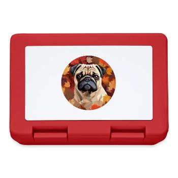 Pug dog in polygon style with autumn foliage design - Lunchbox - red - Front