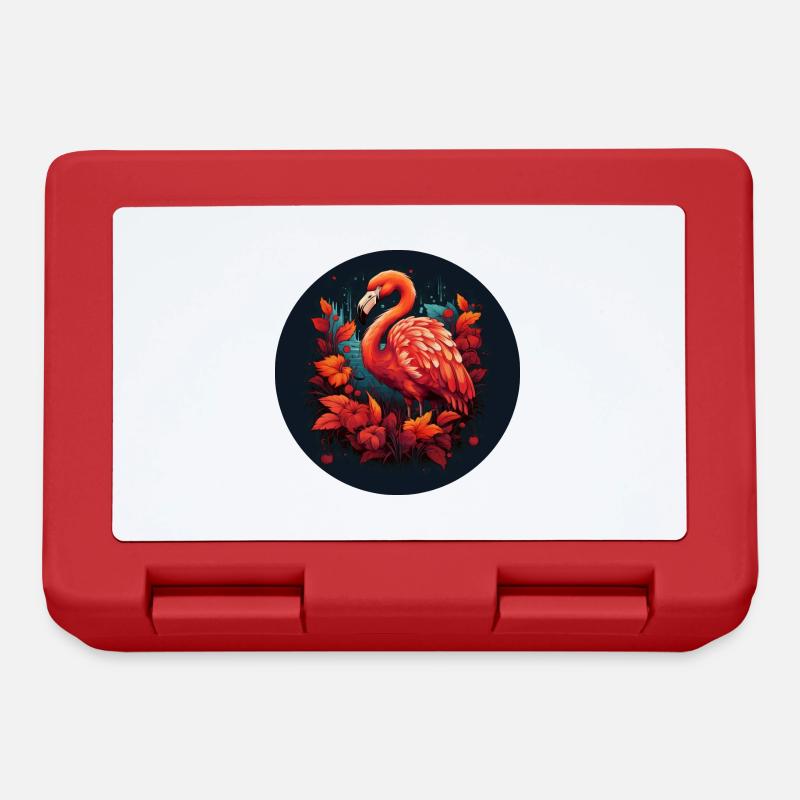 Flamingo in Herbstblättern - Brotdose - Rot