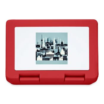 Bunte Stadtsilhouette - Brotdose - Rot - Vorne