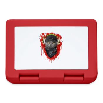 Cat wearing headphones - Lunchbox - red - Front