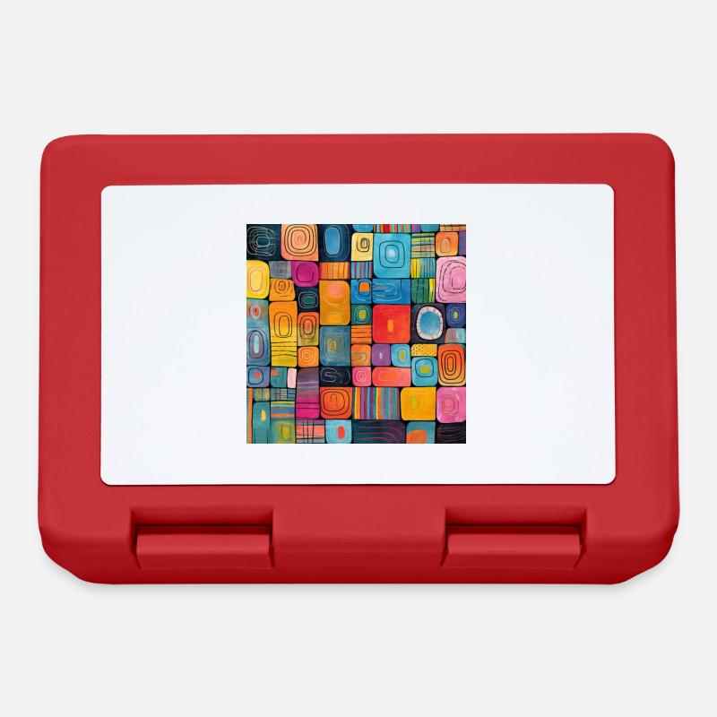 Carreaux en coloré - Boîte à goûter - rouge