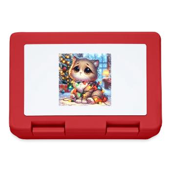 Cute Christmas Cat - Fairy Lights Chaos in the - Lunchbox - red - Front