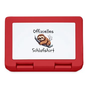 Offizielles Schlafshirt mit süßem Faultier - Brotdose - Rot - Vorne