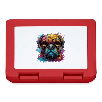 Mops in verschiedenen Farben - Brotdose - Rot - Vorne