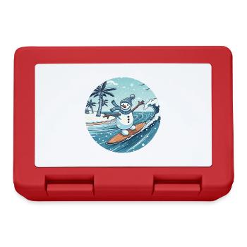 Winter Snowman Surfing Surfer Winter Vacation Snowb - Lunchbox - red - Front