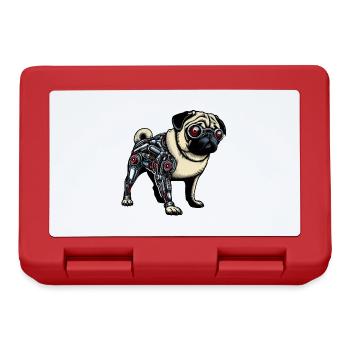 Dog Pug Robot Cyborg Red Eyes - Lunchbox - red - Front