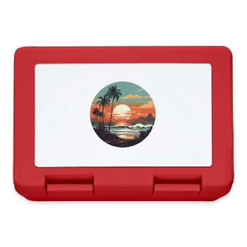 Surfeurs vintage au coucher du soleil sur la plage - Boîte à goûter - rouge - Devant