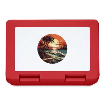 Surfeurs vintage au coucher du soleil sur la plage - Boîte à goûter - rouge - Devant