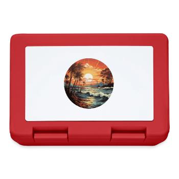 Surfeurs vintage au coucher du soleil sur la plage - Boîte à goûter - rouge - Devant