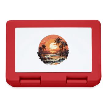 Surfeurs vintage au coucher du soleil sur la plage - Boîte à goûter - rouge - Devant