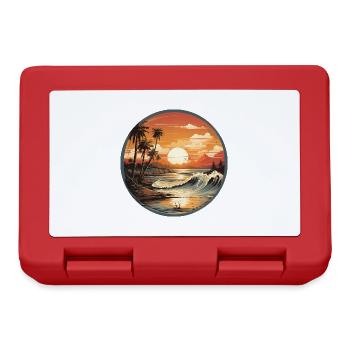 Surfeurs vintage au coucher du soleil sur la plage - Boîte à goûter - rouge - Devant
