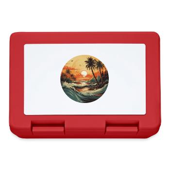 Surfeurs vintage au coucher du soleil sur la plage - Boîte à goûter - rouge - Devant