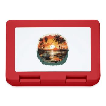 Surfeurs vintage au coucher du soleil sur la plage - Boîte à goûter - rouge - Devant
