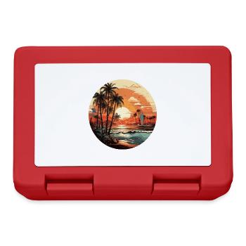 Surfeurs vintage au coucher du soleil sur la plage - Boîte à goûter - rouge - Devant