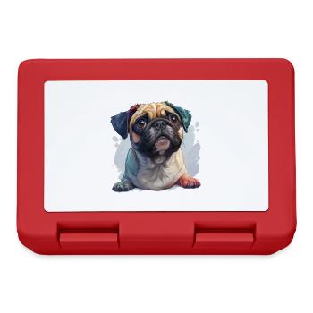 Niedlicher kleiner Mops - Brotdose - Rot - Vorne
