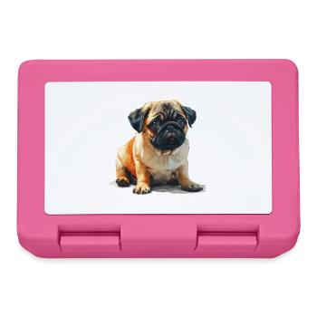 Mops Welpen sitzend - Brotdose - Pink - Vorne