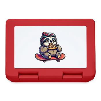 Sloth Skateboarder: Pizza Ride - Lunchbox - red - Front
