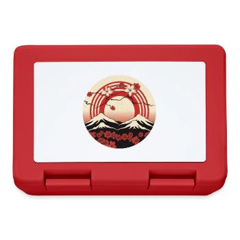 Kyoto Mountains: Cherry Blossoms and Flag - Lunchbox - red - Front
