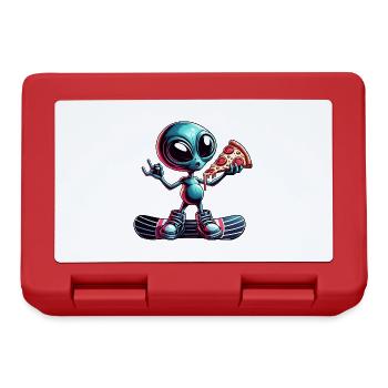 Alien Snowboarder: Pizza Action - Lunchbox - red - Front