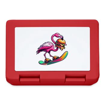 Snowboarder flamant rose avec burger - Boîte à goûter - rouge - Devant