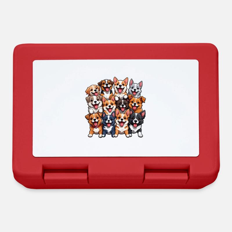 Happy Dogs Collage - Brotdose - Rot