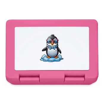 Pinguin mit Brille - Brotdose - Pink - Vorne
