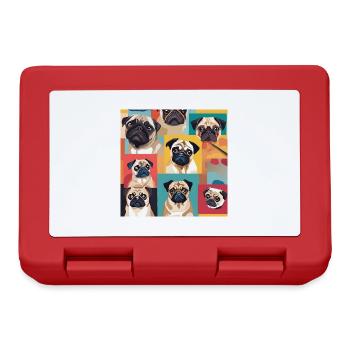Mops Collage - Brotdose - Rot - Vorne