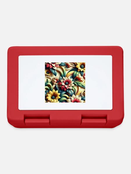 Blumenmuster 3D Effekt - Brotdose - Rot