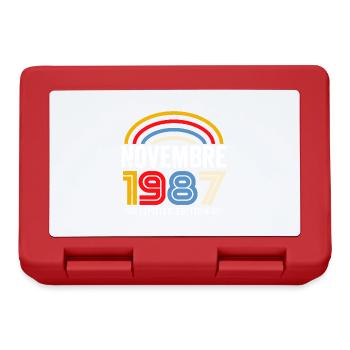 Geburtstagsgeschenk im November 1987. November 1987 - Brotdose - Rot - Vorne