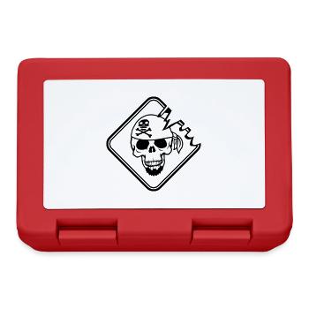 Pirat Schild Schädel Skelett Totenkopf Warnung - Brotdose - Rot - Vorne