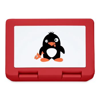 Lustiger Pinguin Fisch Gefangen Verrückt Dumm Doof - Brotdose - Rot - Vorne