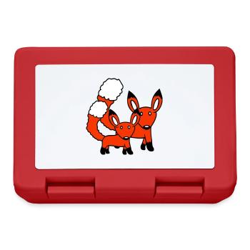 2 Foxes Mother Red Fox Little Child Father Mom - Lunchbox - red - Front