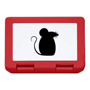 Maus Mäuschen Süße Kleine Ratte Nager Silhouette - Brotdose - Rot - Vorne