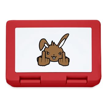 Bunny Middle Finger Show Nasty Naughty Insulting - Lunchbox - red - Front