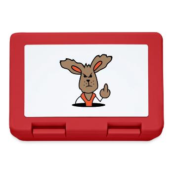 Bunny Middle Finger Show Nasty Naughty Insulting - Lunchbox - red - Front