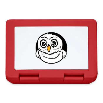 Eule Vogel Uhu Nachtvogel Schleiereule Kauz Comic - Brotdose - Rot - Vorne