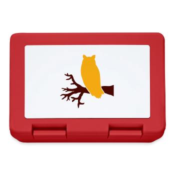 hibou aigle hibou branche arbre forêt nuit silhouette contour mignon - Boîte à goûter - rouge - Devant