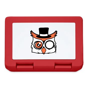 Sir Eule Zylinder Hut Monokel Brille reicher Herr - Brotdose - Rot - Vorne