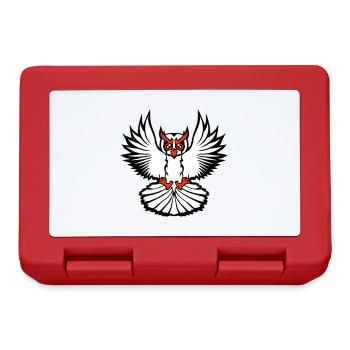 Eule Vogel Uhu Nachtvogel Schleiereule fliegt Cool - Brotdose - Rot - Vorne