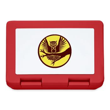 Owl Tree Branch Eagle Owl Moon Night Full Moon Round Forest - Lunchbox - red - Front