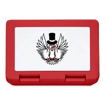 Sir Eule Zylinder Hut Monokel Brille reicher Herr - Brotdose - Rot - Vorne