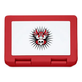 hibou aigle hibou chouette cool crâne crâne Halloween tatouage - Boîte à goûter - rouge - Devant