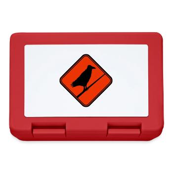 Rabe sitzen Achtung Vorsicht Kabel Schild Hinweis - Brotdose - Rot - Vorne