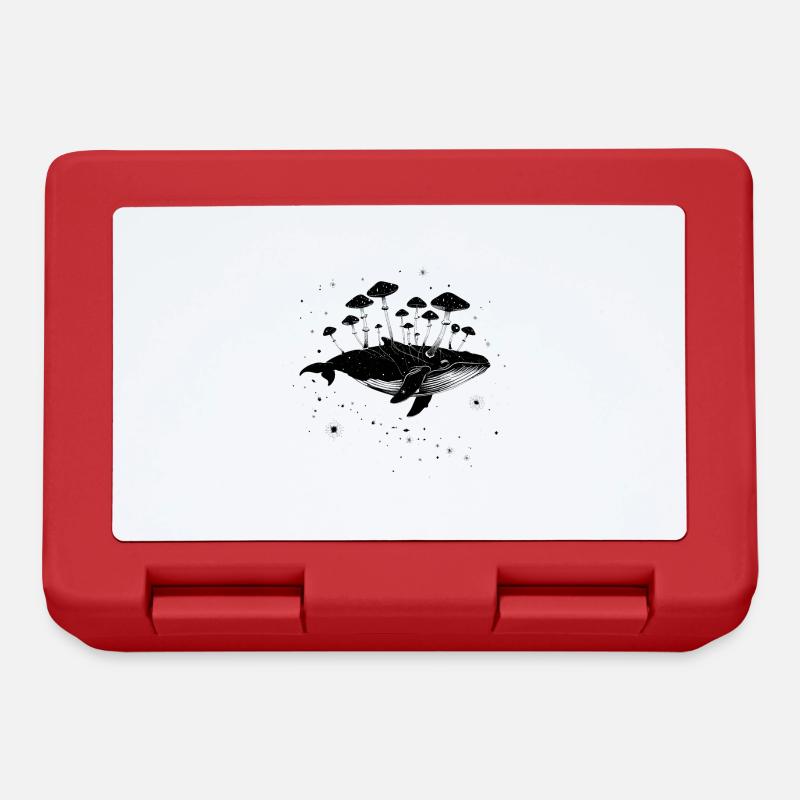 Baleine surréaliste avec des champignons dans l’espace avec des étoiles - Boîte à goûter - rouge